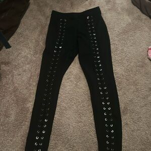 Lace up black pants